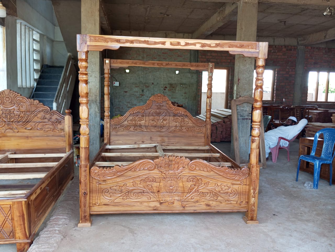 Teak Main Double cot Bed